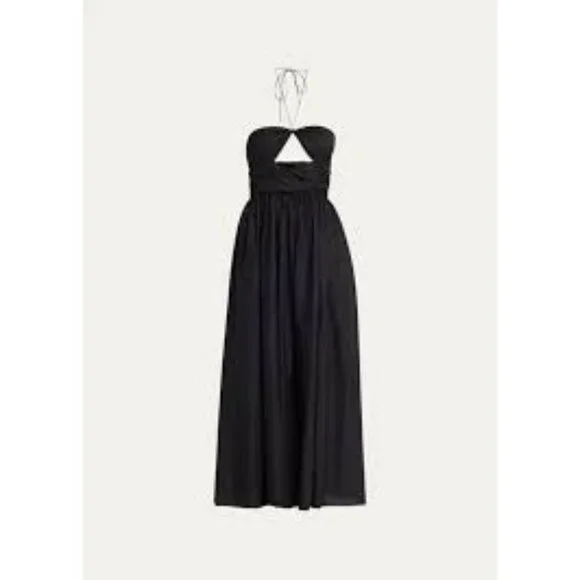 Matteau Bandeau Rouched Sundress in Black 2 New Womens Maxi Cotton Gown - Picture 10 of 16
